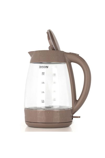 Edison kettle, glass, brown frame, 2 liters, 2200 watts