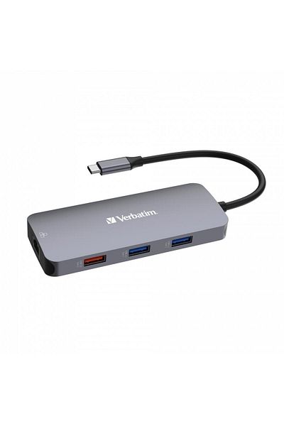 Verbatim Hub USB-C Pro CMH-09: 9 porturi, HDMI 4K@60Hz, Gigabit Ethernet, SD/microSD