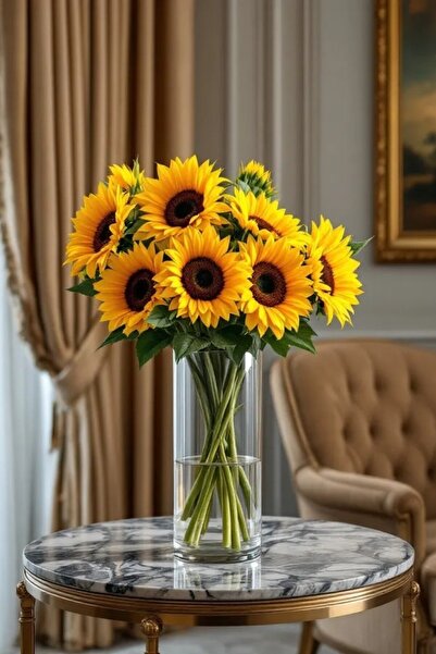 Meyra Cam 15Cmx30Cm Handcrafted Cylinder Glass Vase Aquarium Decor Decorative Object Candle Holder Bohemian