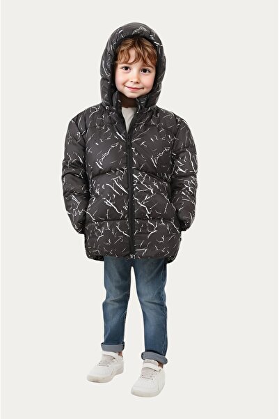 Montland Chlapecká zimní bunda Puffer - černá, odepínací kapuce, vodě a větru odolná, s kapsami