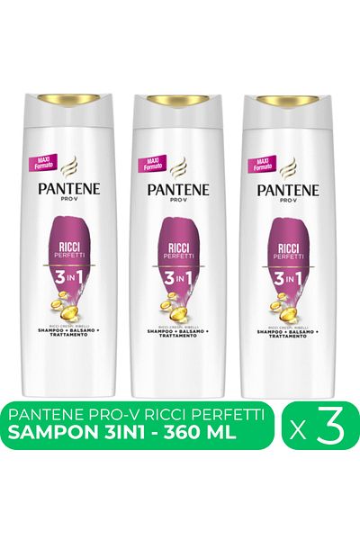Pantene PRO-V 3in1 Ricci Perfetti, women's shampoo, 3 pcs x 360 ml