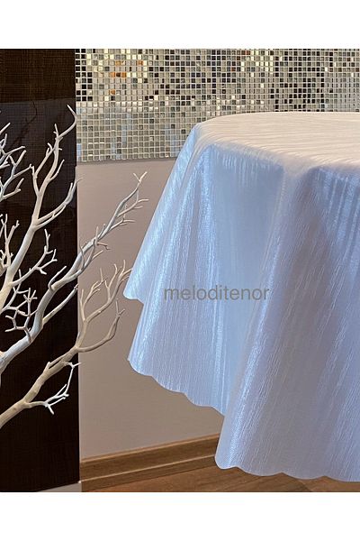 polset Lined Slip-Resistant White Luxury Erasable Round Pvc Oilcloth Table Cloth 138*138 cm