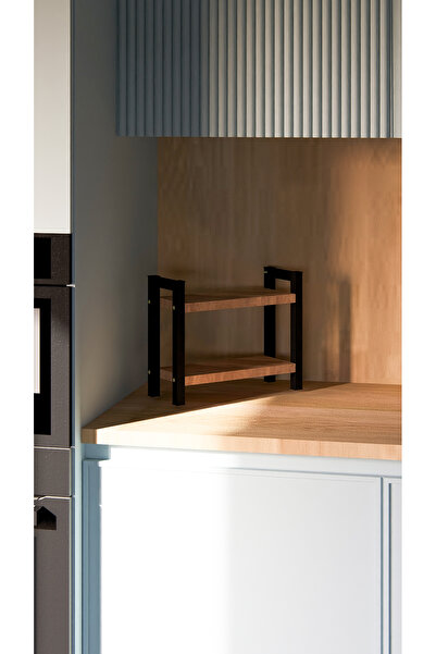 Fahrettin Küçük Metal Mutfak Tezgah Üstü Organizer 2 Yüksek Raflı Banyo Mutfak Düzenleyici Çam