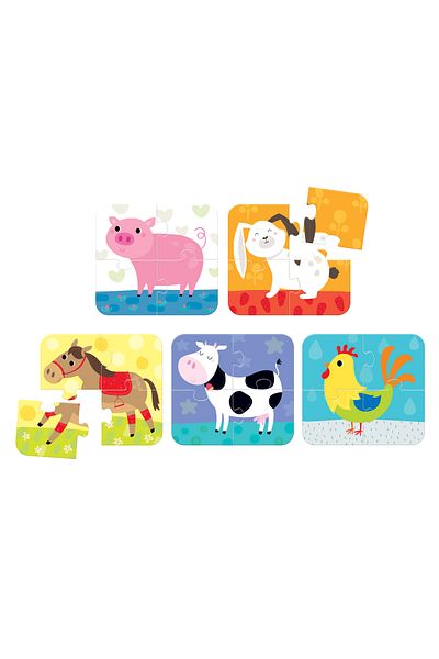 banana Joc memorie tip puzzle Banana Panda, On the Go Puzzle Animals, 5 puzzle-uri cu 4 piese