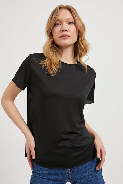 Arma Life Γυναικεία φούστα Casual μαύρη μπλούζα με λαιμόκοψη