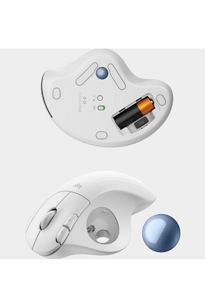 logitech Mouse Logitech ERGO M575S, Wireless Trackball, USB (Alb/Albastru)
