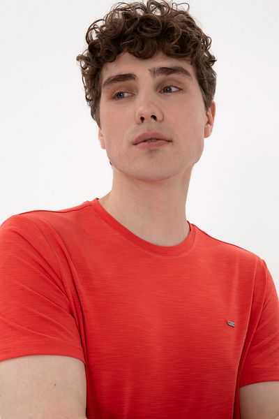 U.S. Polo Assn. Men's Regular Fit Crew Neck Modal Red Basic T-Shirt 50298033 -Vr030