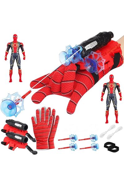 Depox Mănuși cu ventuze, sfoară și figurină Spiderman, IdeallStore®, roșii
