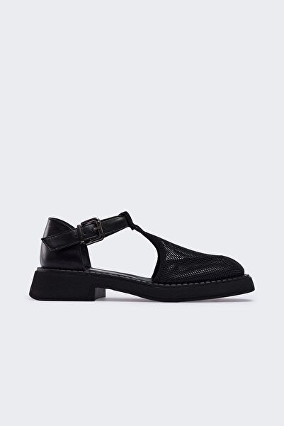 Soffo Black Mesh Black Leather Women's Casual Shoes