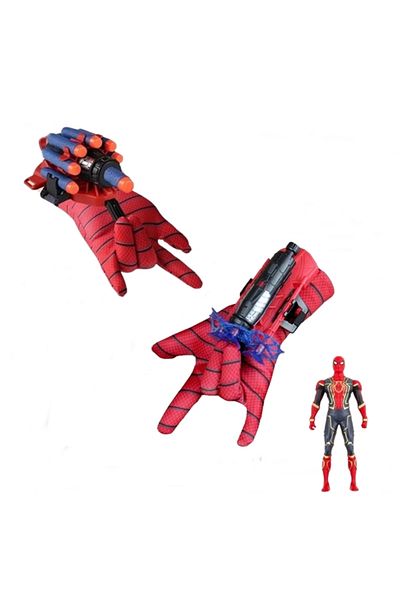 Depox Set de mănuși proiectile din burete, figurină Spiderman și ventuze, IdeallStore®, roșu