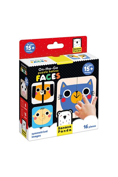 banana Puzzle game, Banana Panda, On the Go Puzzle Faces, funny half-faced girls, 16 pieces