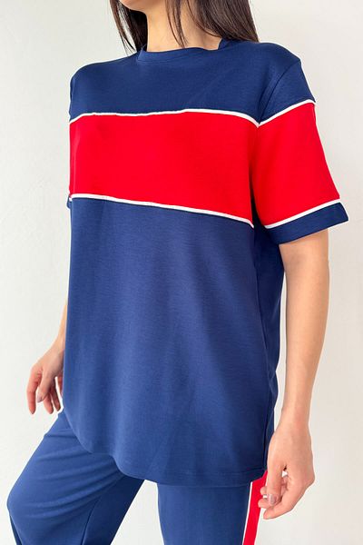 Cappmoda TKM-03709 Μπλουζάκι με μπλουζάκι με ρίγες, υφασμάτινο σετ δύο τεμαχίων