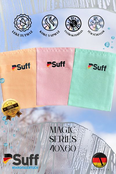 Suff Magic Series - Magic Cloth 3-Pack - All Surfaces and Glass Cloth