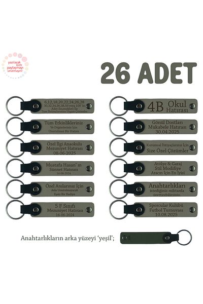 Miaju Ash Gray & Green, Teacher's Message Card Memory Keychain Set of 26, Special for the Whole Class
