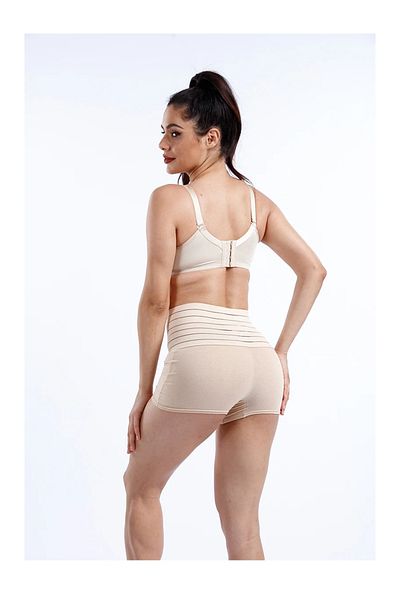 MİSTİRİK Cagno Model High Waist Elastic Waist Belly Firming Slipm Boxer Corset Skin Color033