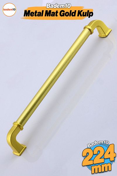 Badem10 Alfa Metal Mat Aur Mâner Aur 224 mm Mobilier Sertar Bucătărie Dulap Ușă Dulap Mânere Kulb Mâner