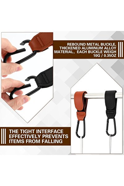 Generic Stroller Hanging Clips Set of 4 - Mikakoz Universal Hooks for Diaper Bags (2 Black + 2 Brown)