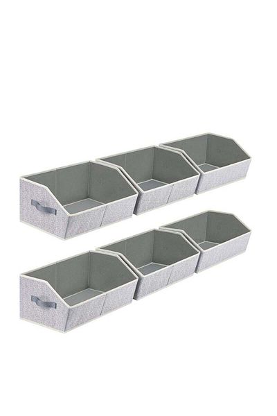 COOYA 6-piece foldable wardrobe storage box,trapezoidal design,with handles,portable and durable,gray