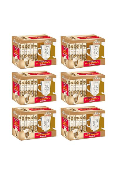 Ülker Cafe Crown Latte 16 Pack + 6 Glasses with Gift
