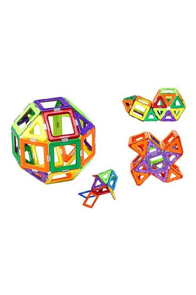 COOYA 207pcs Colourful Sturdy and Durable Geometrical Shaped Magnetic Building Blocks Toys Set,29x21x18cm