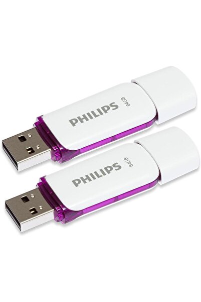 Philips Stick USB Philips USB 2.0, pachet de 2, 64GB Snow Edition (Alb/Mov)