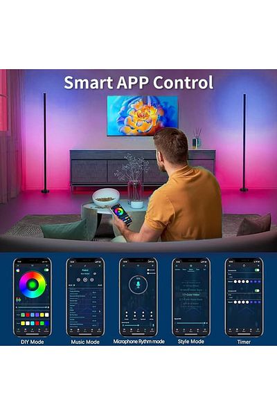 COOYA RGB Floor Lamp,Modern,Remote,App and Voice Control,Music Sync,16 Million Color Options