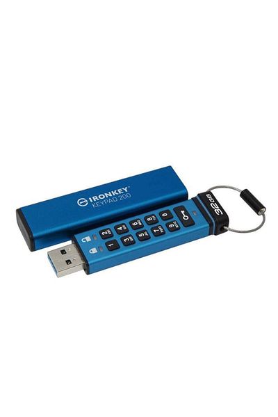 Kingston Stick USB Kingston Ironkey Keypad 200, 32GB, USB 3.2 (Albastru)