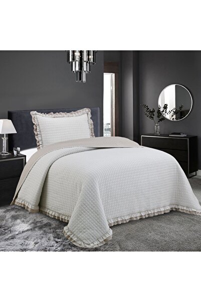 Naturel Collection Single Ruffled Checkered Bedspread