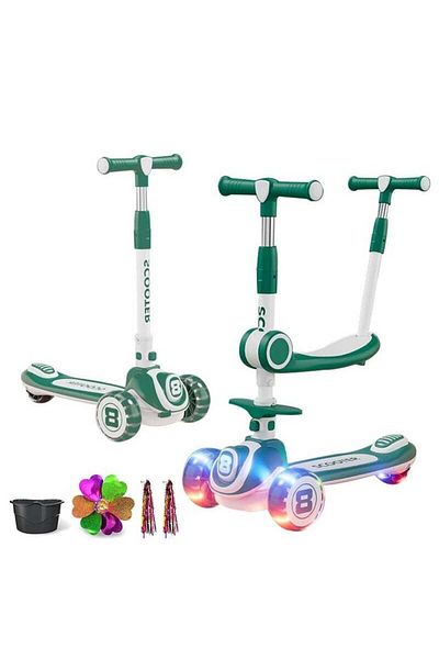 COOYA Kids Pedal Scooter, 4 Height Adjustable, Removable Seat, For Boys and Girls Outdoor Learning