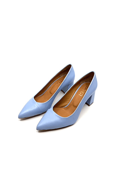 Favgi Arene 2261 Mavi Deri Kadın Topuklu Ayakkabı