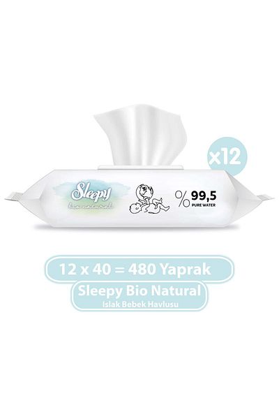 Sleepy Newborn Wet Wipes - Bio Natural, X12 Pieces