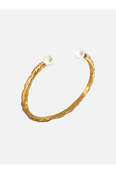 LİNYA JEWELLERY Brey Amorf Parlak Mat İncili Kelepçe