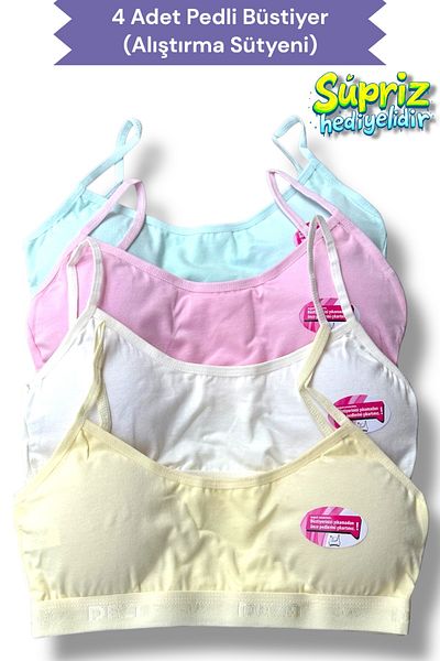 Katmirra 4-Piece Tutku Dondeza Young Girl Rope Strap Padded Training Bra Half Tank Top Bustier