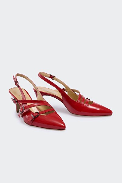 Favgi Rebisbe Kırmızı Rugan Kadın Topuklu Ayakkabı