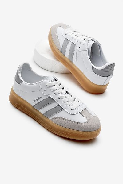 Tonny Black Αθλητικά παπούτσια Unisex Λευκό Γκρι Χοντρό Thermo Sole Side Stripe Lace Up