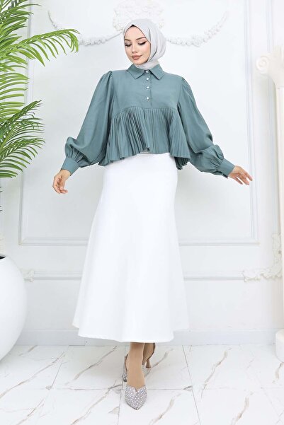 benguen Pleated Short Shirt Çağla 2248