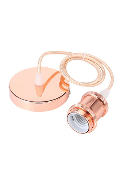 Choice مجموعة حامل مصباح سلكي معلق باللون الذهبي الوردي E27 بدون لمبة، حامل م...