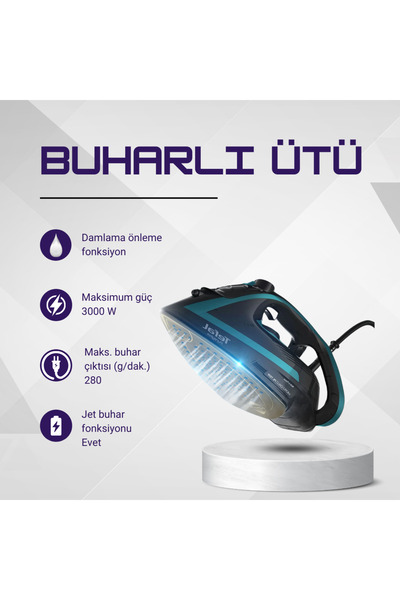 TEFAL Buharlı Ütü Otomatik Kapama Entegre kireç çözücü Durilium Airglide AutoClean Taban 3000W Güç