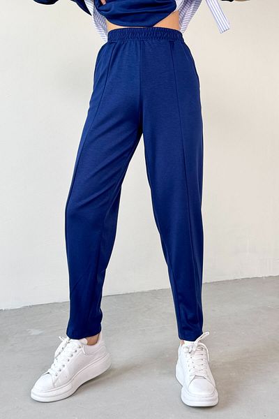 Cappmoda TKM-13254 Σετ δύο τεμαχίων μπλούζα με ζώνη μπλούζα με ελαστικό παντελόνι