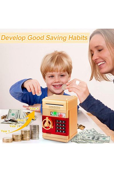 AWH Kids ATM Piggy Bank Toy for Ages 3-12 Cash Coin Can Gift for Boys & Girls, Assorted Color