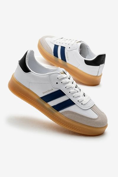 Tonny Black Αθλητικά παπούτσια Unisex Λευκό Navy Blue Χοντρό Thermo Sole Side ριγέ με κορδόνια