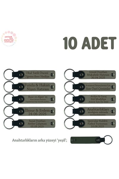 Miaju Ash Gray & Green, Personalized Keychain Set of 10 for Kindergarten Souvenir, Educational Gift