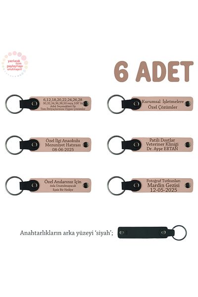 Miaju Puppy Mouth & Black, Souvenir Keychain Set of 6 with Name Written on It, Special for Yoga Team, Armağan