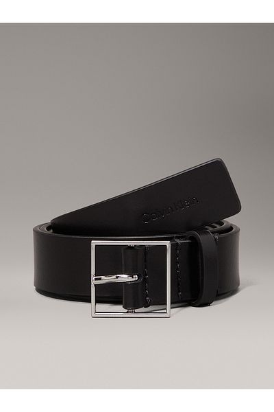 Calvin Klein Women Black Genuine Leather Minimalist Square Belt