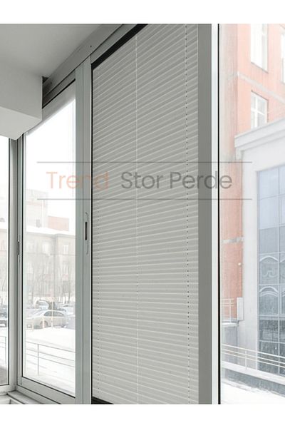 TREND STOR PERDE Cream Pleat Tulle Folding Glass Balcony Curtain - Office Curtain - Living Room Curtain - 002