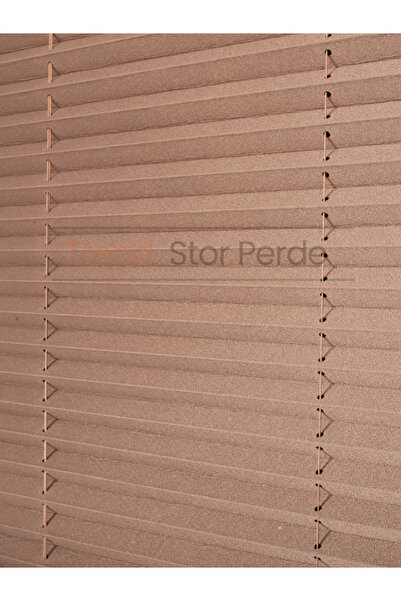 TREND STOR PERDE Kahve Blackout Plise %100 Işık Karatma Katlanır Cam Balkon Perdesi - Salon Perdesi-004