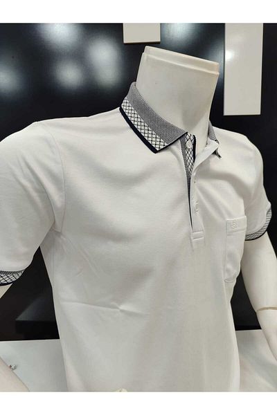güncüoğlu Güncüoglu Polo Collar with Pocket, Regular Fit Mercerized Men's T-Shirt with Garnish on the Collar and Sleeve Detail