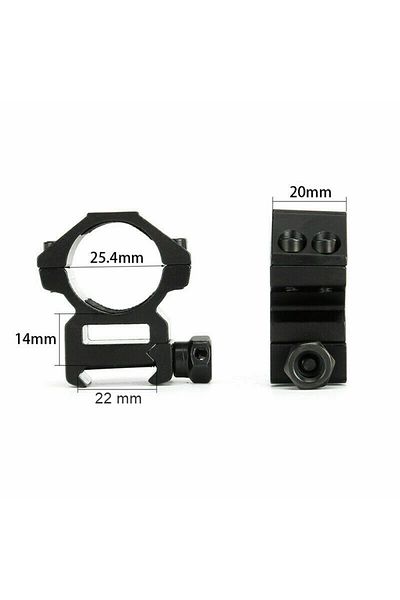 Depox Airsoft Scope Mount Rings, 22 Mm, Metal, Black