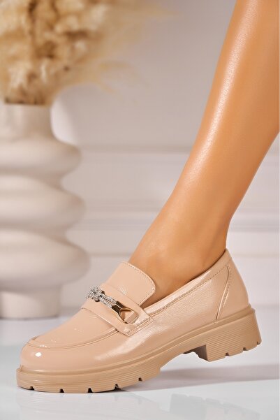 Joana Pantofi dama casual Nude din Piele Ecologica Lacuita Diona3