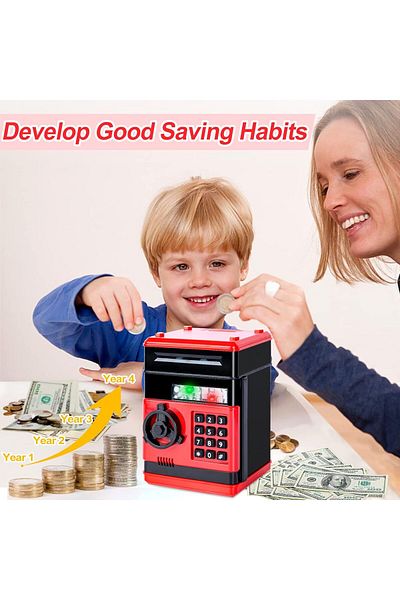 AWH Kids ATM Piggy Bank Toy for Ages 3-12 Cash Coin Can Gift for Boys & Girls, Assorted Color
